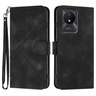 For vivo Y02A 4G/Y02 4G/Y11 2023/Y02t Line Pattern Skin Feel Leather Phone Case(Black)