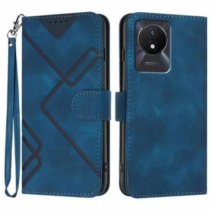 For vivo Y02A 4G/Y02 4G/Y11 2023/Y02t Line Pattern Skin Feel Leather Phone Case(Royal Blue)