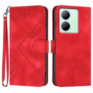 For vivo Y27 5G/Y36 4G India Line Pattern Skin Feel Leather Phone Case(Red)
