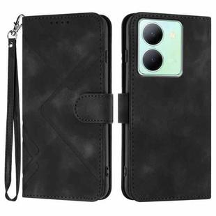 For vivo Y36 5G Global/Y36 4G Global Line Pattern Skin Feel Leather Phone Case(Black)