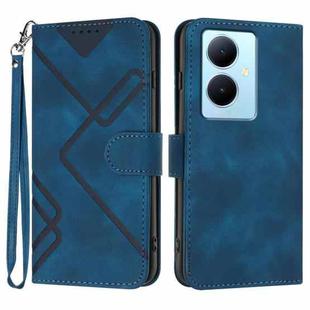 For vivo Y78+ 5G Global/Y78 5G Global Line Pattern Skin Feel Leather Phone Case(Royal Blue)