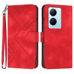 For vivo V29 Lite Line Pattern Skin Feel Leather Phone Case(Red)
