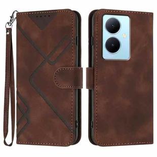 For vivo V29 Lite Line Pattern Skin Feel Leather Phone Case(Coffee)