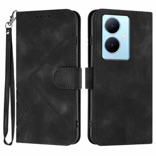 For vivo V29 Lite Line Pattern Skin Feel Leather Phone Case(Black)