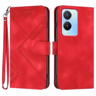 For vivo Y56 5G Global/Y16 4G Global Line Pattern Skin Feel Leather Phone Case(Red)