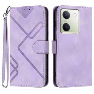 For vivo Y100 5G Global Line Pattern Skin Feel Leather Phone Case(Light Purple)