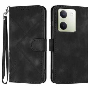 For vivo Y100 5G Global Line Pattern Skin Feel Leather Phone Case(Black)
