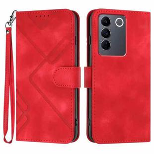 For vivo V27 5G Global/V27 Pro 5G Global Line Pattern Skin Feel Leather Phone Case(Red)