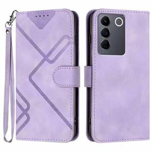 For vivo V27 5G Global/V27 Pro 5G Global Line Pattern Skin Feel Leather Phone Case(Light Purple)