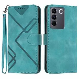 For vivo V27e 4G Global/T2 4G Global Line Pattern Skin Feel Leather Phone Case(Light Blue)