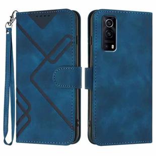 For vivo Y72 5G/iQOO Z3/Y52 5G Line Pattern Skin Feel Leather Phone Case(Royal Blue)