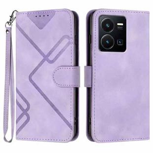 For vivo Y35 4G Global/Y22s 4G Global Line Pattern Skin Feel Leather Phone Case(Light Purple)