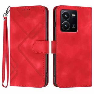 For vivo Y77e 5G Line Pattern Skin Feel Leather Phone Case(Red)