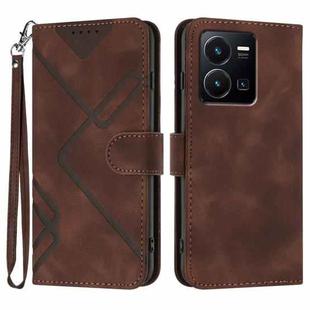 For vivo Y77e 5G Line Pattern Skin Feel Leather Phone Case(Coffee)