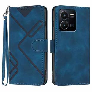 For vivo Y77e 5G Line Pattern Skin Feel Leather Phone Case(Royal Blue)