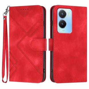 For vivo Y02s 4G Global Line Pattern Skin Feel Leather Phone Case(Red)