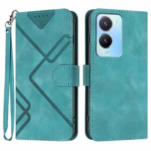 For vivo Y02s 4G Global Line Pattern Skin Feel Leather Phone Case(Light Blue)