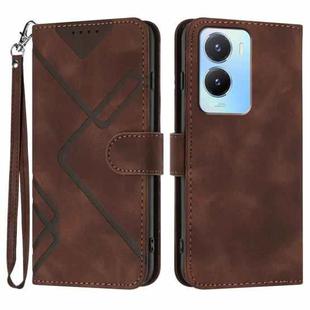 For vivo Y02s 4G Global Line Pattern Skin Feel Leather Phone Case(Coffee)