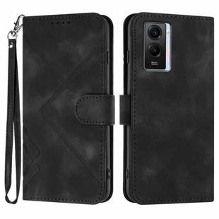 For vivo Y55s 2023 5G/Y55 5G Global Line Pattern Skin Feel Leather Phone Case(Black)