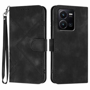 For vivo Y22 4G Global/Y77 5G Global Line Pattern Skin Feel Leather Phone Case(Black)