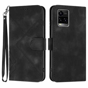 For vivo Y33s 4G Global/Y21/Y21s/Y21t Line Pattern Skin Feel Leather Phone Case(Black)