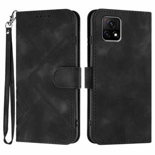 For vivo Y72 5G India Line Pattern Skin Feel Leather Phone Case(Black)