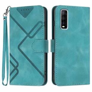 For vivo Y70s Line Pattern Skin Feel Leather Phone Case(Light Blue)