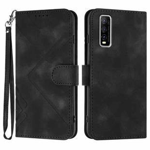 For vivo Y70s Line Pattern Skin Feel Leather Phone Case(Black)