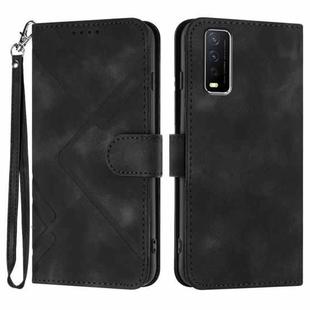 For vivo Y30 4G Global Line Pattern Skin Feel Leather Phone Case(Black)