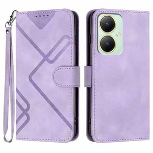 For vivo Y27 4G Global Line Pattern Skin Feel Leather Phone Case(Light Purple)