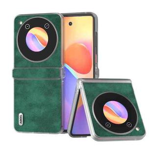 For ZTE nubia Flip ABEEL Frosted Transparent Frame Morocco Texture PU Phone Case(Green)