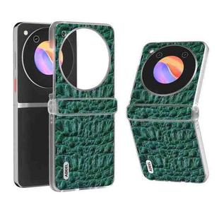 For ZTE nubia Flip ABEEL Frosted Transparent Frame Genuine Leather Canopy Phone Case(Green)