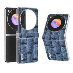 For ZTE nubia Flip ABEEL Frosted Transparent Frame Genuine Leather Mahjong Pattern Phone Case(Blue)