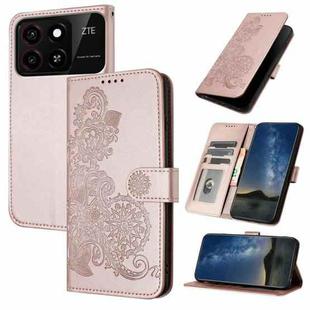For ZTE Blade A55 / A35 Datura Flower Embossed Flip Leather Phone Case(Rose Gold)