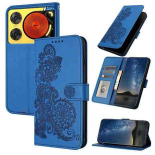 For ZTE nubia Music 2 Datura Flower Embossed Flip Leather Phone Case(Blue)