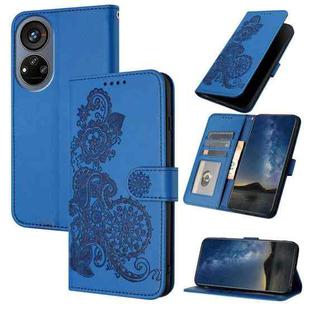 For ZTE Voyage 40 Datura Flower Embossed Flip Leather Phone Case(Blue)