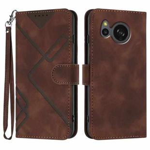 For Sharp Aquos sense8/SHC11/SH-54D Line Pattern Skin Feel Leather Phone Case(Coffee)
