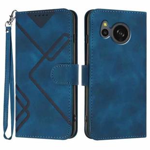 For Sharp Aquos sense8/SHC11/SH-54D Line Pattern Skin Feel Leather Phone Case(Royal Blue)