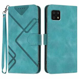 For Sharp Aquos Sense 6/Aquos Sense6s Line Pattern Skin Feel Leather Phone Case(Light Blue)