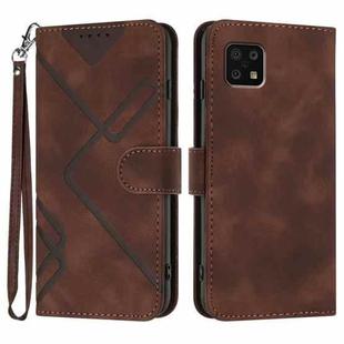 For Sharp Aquos Sense 6/Aquos Sense6s Line Pattern Skin Feel Leather Phone Case(Coffee)