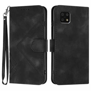 For Sharp Aquos Sense 6/Aquos Sense6s Line Pattern Skin Feel Leather Phone Case(Black)