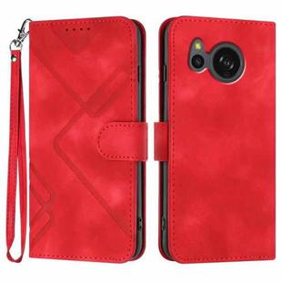 For Sharp Aquos sense7/SH-53C/SHG10 Line Pattern Skin Feel Leather Phone Case(Red)