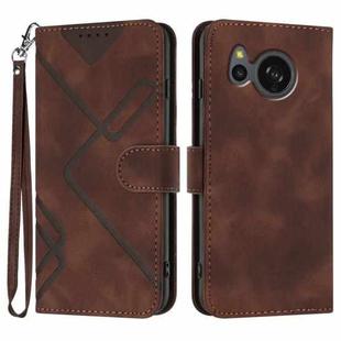 For Sharp Aquos sense7/SH-53C/SHG10 Line Pattern Skin Feel Leather Phone Case(Coffee)