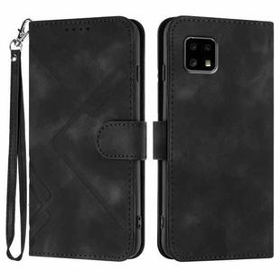 For Sharp Aquos sense4 4G/5G/Sense4 Lite Line Pattern Skin Feel Leather Phone Case(Black)