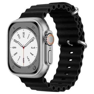 For Apple Watch SE 2023 44mm ZGA Ocean Silicone Watch Band(Black)