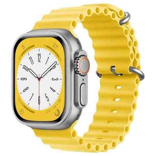For Apple Watch Series 8 45mm ZGA Ocean Silicone Watch Band(Yellow)