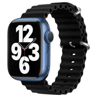 For Apple Watch Series 7 45mm ZGA Ocean Silicone Watch Band(Black)