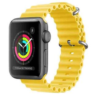 For Apple Watch Series 2 42mm ZGA Ocean Silicone Watch Band(Yellow)