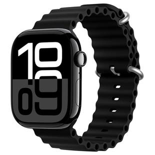 For Apple Watch Series 10 42mm ZGA Ocean Silicone Watch Band(Black)