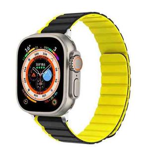 For Apple Watch SE 44mm ZGA Two Color Magnetic Silicone Watch Band(Grey+Yellow)